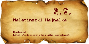 Malatinszki Hajnalka névjegykártya